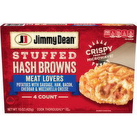 Jimmy Dean Stuffed Hash Browns Meat Lovers Frozen Breakfast, 4 Count, 15 Ounce