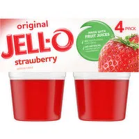 Jell-O Original Strawberry Ready-to-Eat Jello Cups Gelatin Snack, 4 Each