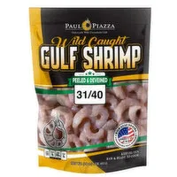 Paul Piazza Raw Gulf Shrimp, Peeled & Deveined, 31/40, 16 Ounce