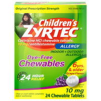 Zyrtec Allergy, Original Prescription Strength, 10 mg, Chewable Tablets, Grape Flavor, Children's, 24 Each