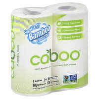 Caboo Bath Tissue, Double Rolls, 2 Ply, 4 Each