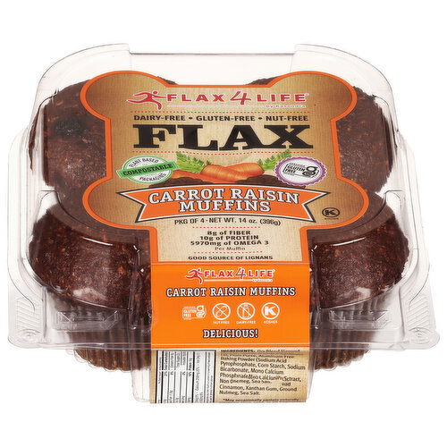 Flax4Life Muffins, Carrot Raisin, Flax