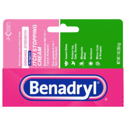 Benadryl Itch Stopping Cream, Original Strength, for Ages 2+