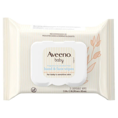 Aveeno Wipes, Hand & Face, Baby