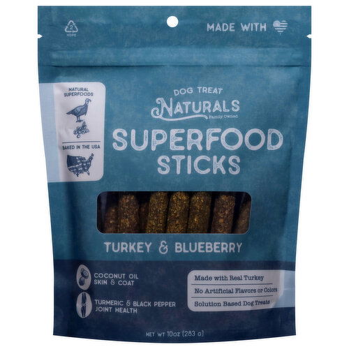 Dog Treat Naturals Superfood Sticks Turkey & Blueberry Dog Treats