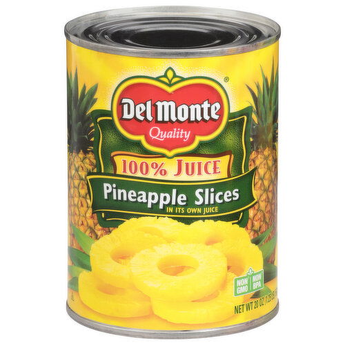 Del Monte Pineapple Slices, in Its Own Juice, 100% Juice