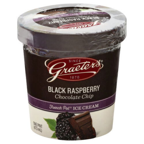 Graeters Ice Cream, Black Raspberry Chocolate Chip, French Pot