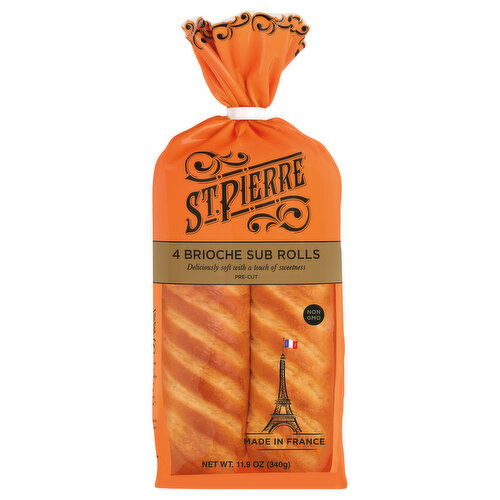 St. Pierre Pre-Cut Brioche Sub Rolls
