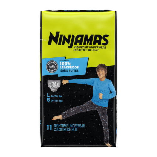 Ninjamas Nighttime Bedwetting Underwear Boy Size L