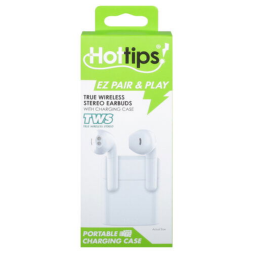 Hottips! Earbuds, with Charging Case, True Wireless, Stereo