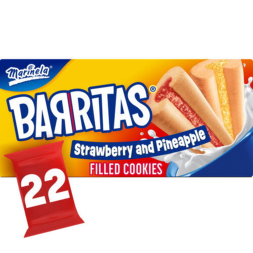 Marinela Barritas Assorted Strawberry and Pineapple Filled Cookies, Club Pack, 22 packs, 42.68 oz