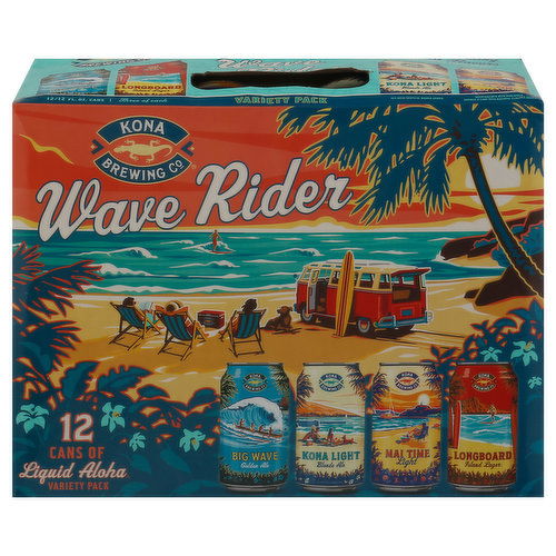 Kona Brewing Co Beer, Wave Rider, Liquid Aloha, Variety Pack