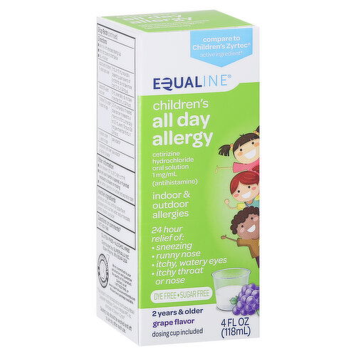 Equaline All Day Allergy, Grape Flavor, Children's, Indoor & Outdoor, 2 Years & Older