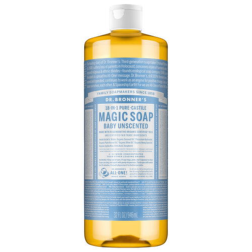 Dr. Bronner's 18-in-1 Pure-Castile Baby Unscented Magic Soap