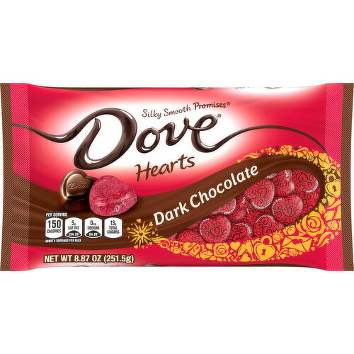 Dove DOVE PROMISES Dark Chocolate Valentines Day Candy Hearts Gift, 8.87 oz Bag