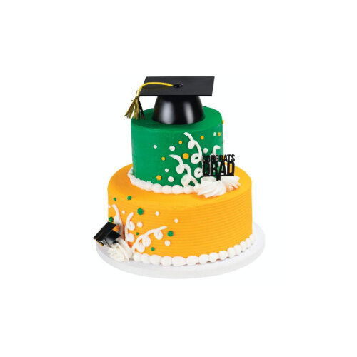 Cub Tiered Graduation Cake with Curly Lines & Dots
