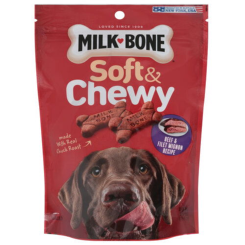 Milk-Bone Dog Treats, Beef & Filet Mignon Flavor, Soft & Chewy