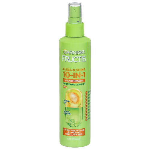 Fructis Sleek & Shine Smoothing Leave-In, + Plant Keratin, 10-in-1