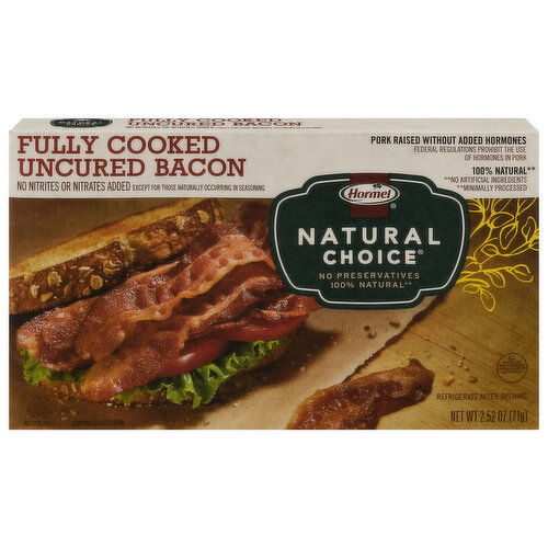 Hormel Natural Choice Bacon, Uncured, Fully Cooked