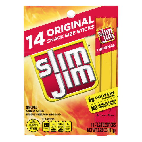 Slim Jim Original Smoked Snack Sized Sticks