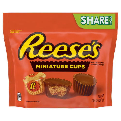 Reese's Miniature Cups, Milk Chocolate & Peanut Butter, Share Pack