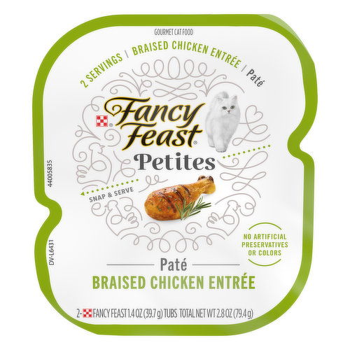 Fancy Feast Petites Cat Food, Braised Chicken Entree, Pate