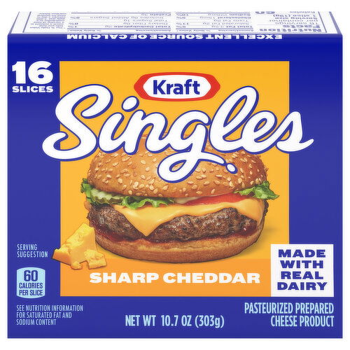 Kraft Singles Cheese Slices, Sharp Cheddar