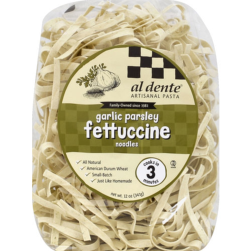 Al Dente Fettuccine Noodles, Garlic Parsley