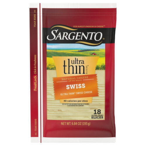 Sargento Ultra Thin Cheese Slices, Natural, Swiss