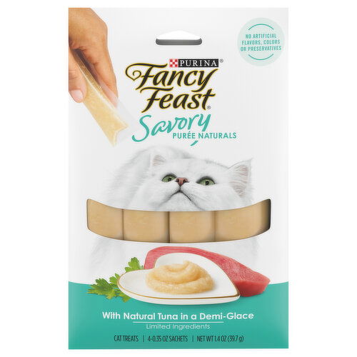 Friskies Savory Puree Naturals Cat Treats, Natural Tuna in a Demi-Glace