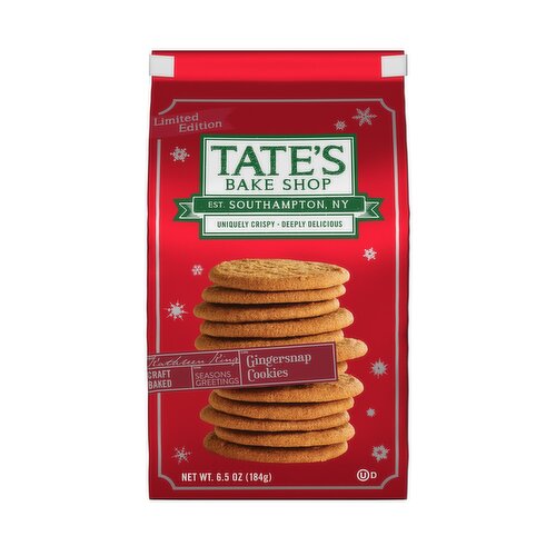 TATE'S Bake Shop Gingersnap Cookies, Holiday Cookies, 6.5 oz