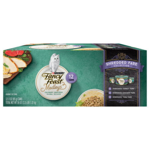 Fancy Feast Medleys Cat Food, Gourmet, Shredded Fare Collection