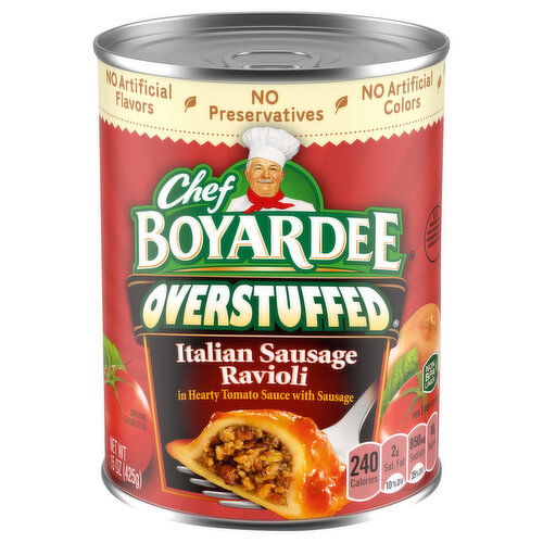Chef Boyardee Overstuffed Italian Sausage Ravioli in Hearty Tomato Sauce with Sausage