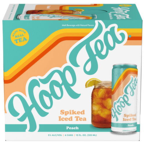 Hoop Tea Iced Tea, Spiked, Peach