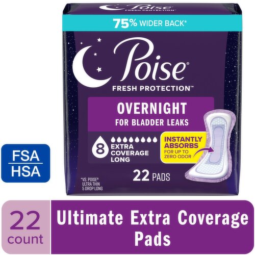 Poise Fresh Protection Extra Coverage Overnight Pads