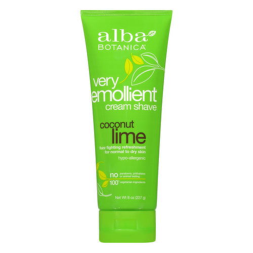 Alba Botanica Very Emollient Cream Shave, Coconut Lime