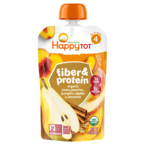 HappyTot Organic Fruit & Veggie Blend, Fiber & Protein, Stage 4