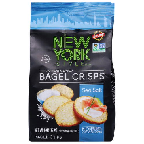 New York Style Bagel Crisps, Authentic Baked, Sea Salt