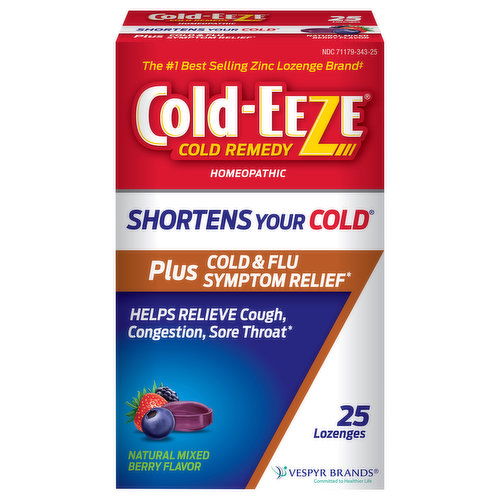 Cold-Eeze Vespyr Brands Cold Remedy, Homeopathic, Natural Mixed Berry Flavor, Lozenges