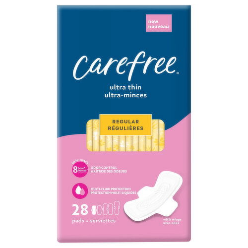 Carefree Pads, with Wings, Ultra Thin, Regular