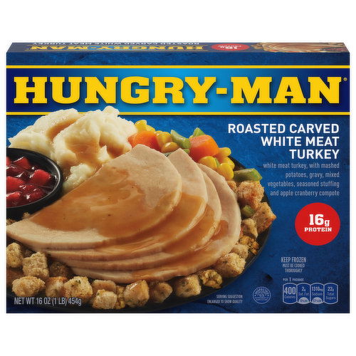 Hungry-Man White Meat Turkey, Carved, Roasted