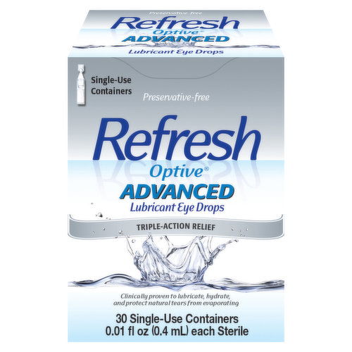 Refresh Optive Eye Drops, Lubricant, Advance, Triple-Action Relief