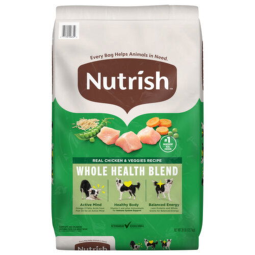 Nutrish Food for Dogs, Real Chicken & Veggies Recipe, Whole Health Blend, Adult