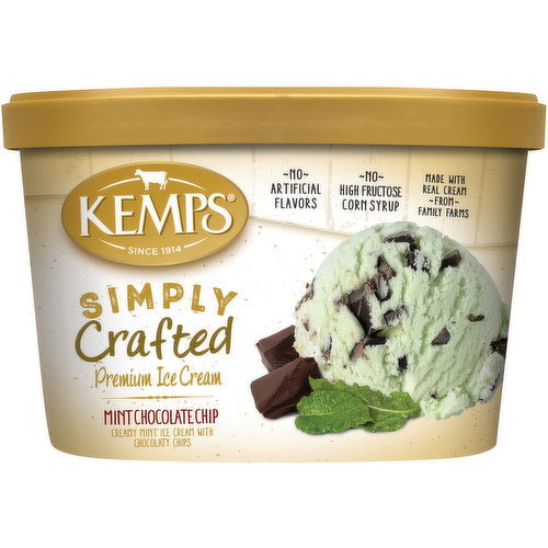 Kemps Simply Crafted Ice Cream, Premium, Mint Chocolate Chip