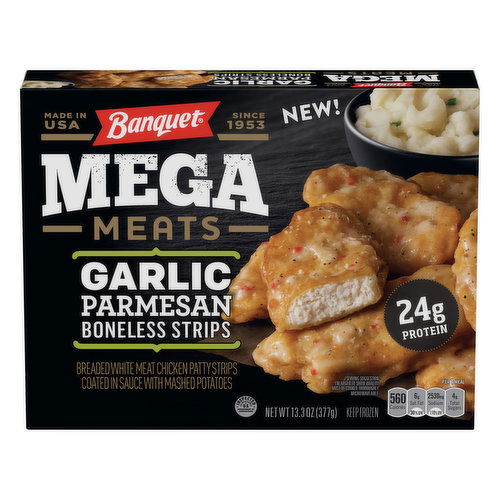 Banquet Mega Meats Mega Meats Garlic Parmesan Boneless Chicken Strips Frozen Meal