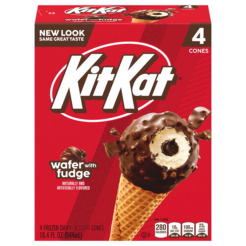Kit Kat Frozen Dairy Dessert Cones, Wafer with Fudge