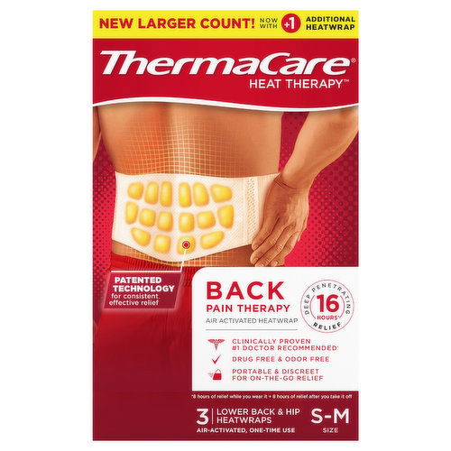 ThermaCare Heat Therapy Heatwraps, Lower Back & Hip, S-M Size