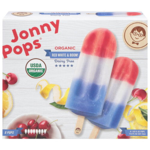 Jonny Pops Ice Pops, Organic, Red White & Boom