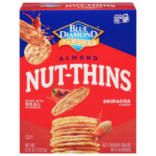 Blue Diamond Almonds Nut-Thins Rice Cracker Snacks, Almond, Sriracha Flavored