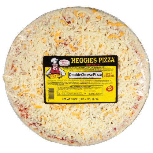 Heggies Pizza Pizza, Thin Crust, Double Cheese